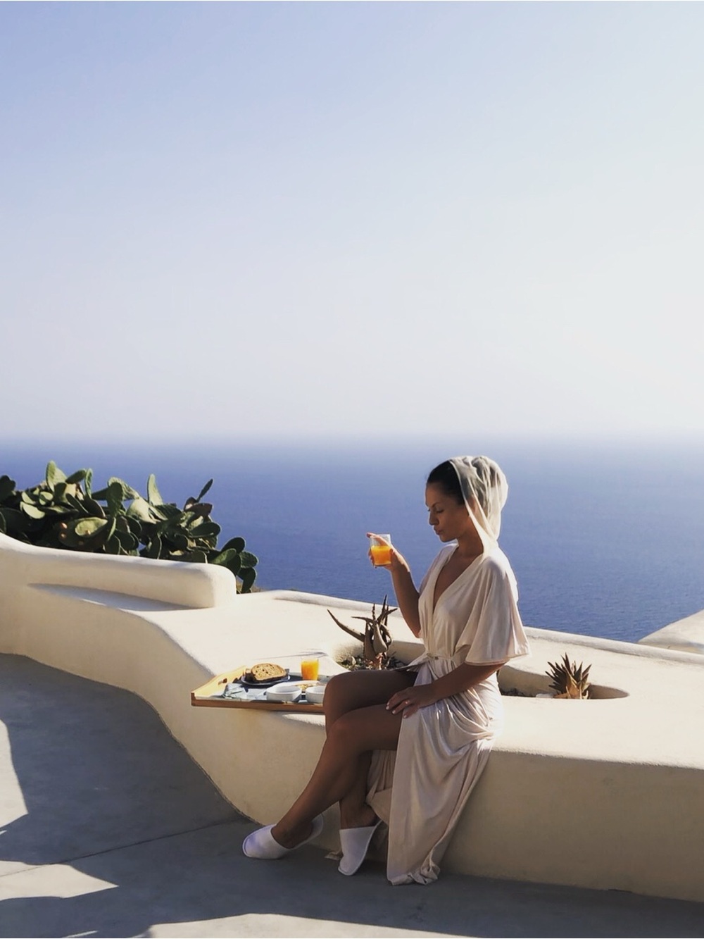 Luxury Cream La Perla Robe with Sheer Hood - Elegant Lounge Wear